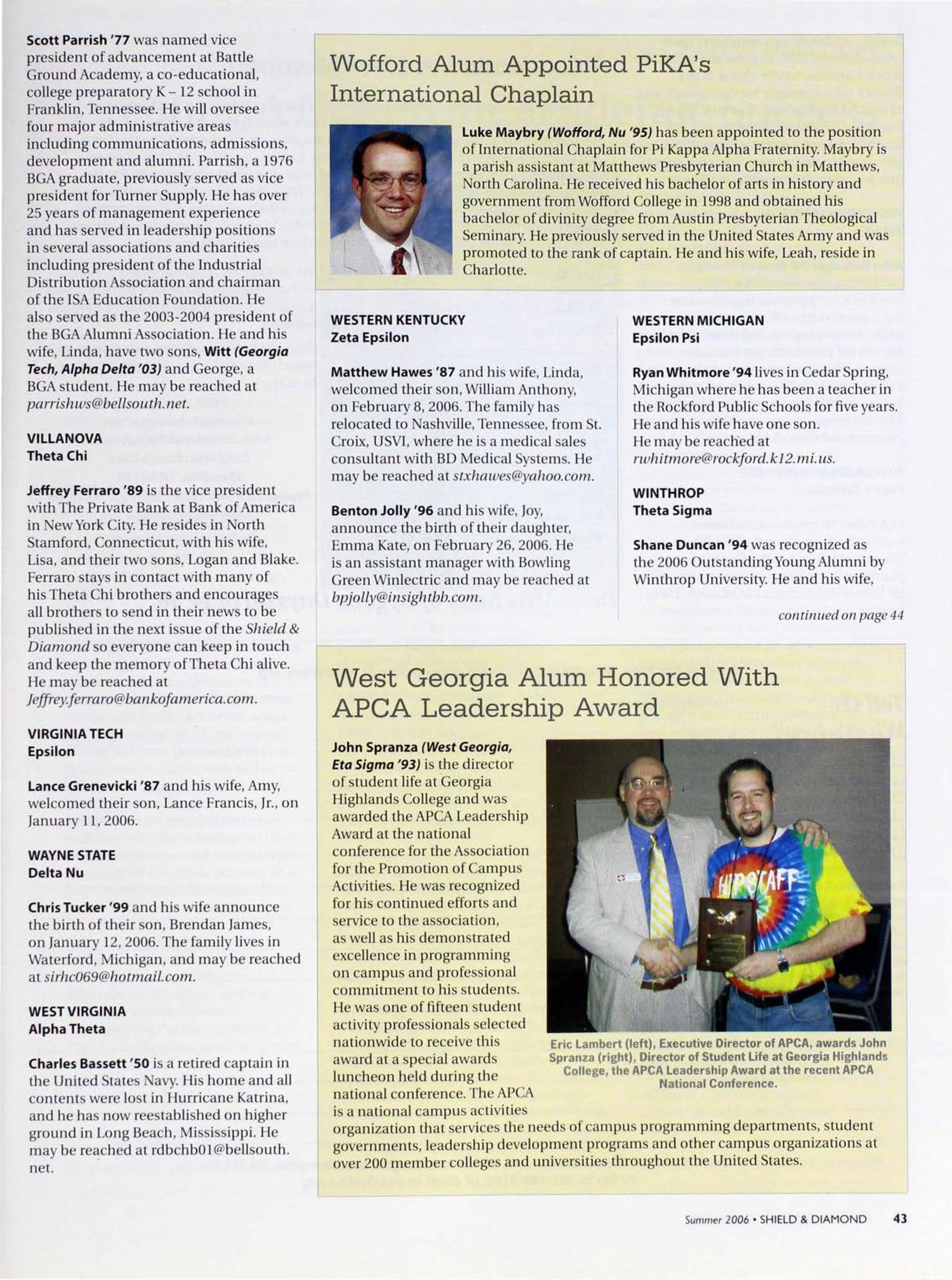 Wofford Alum Appointed PiKa's International Chaplain